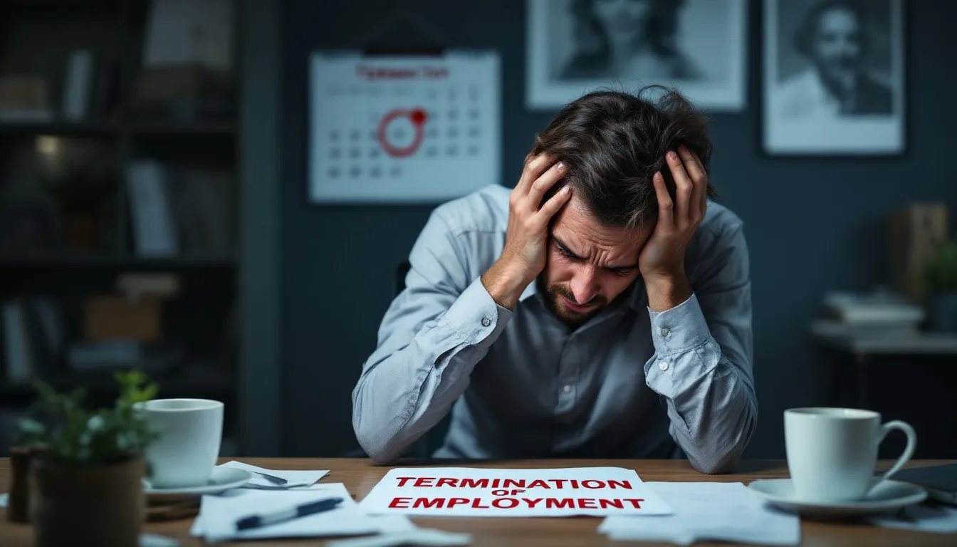 A person looking concerned after receiving a termination notice for being sick.