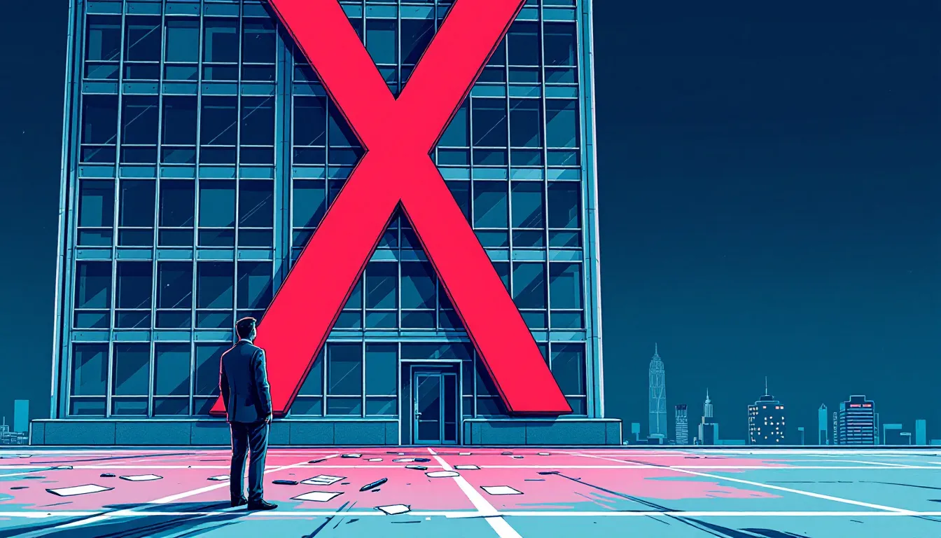 An illustration representing the concept of reduction in force (RIF) in a corporate environment.