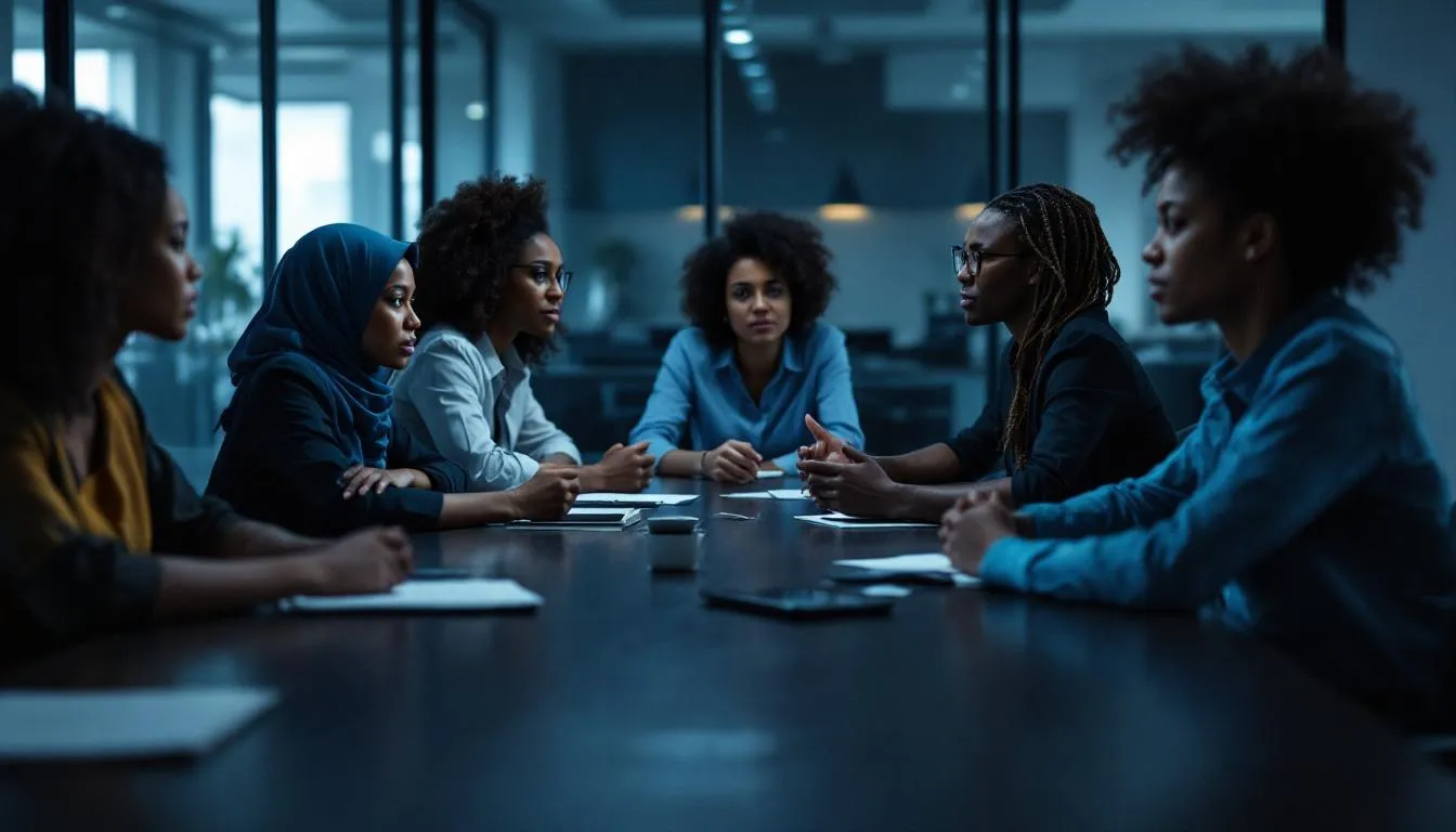 A workplace meeting addressing religious harassment and promoting a respectful environment.