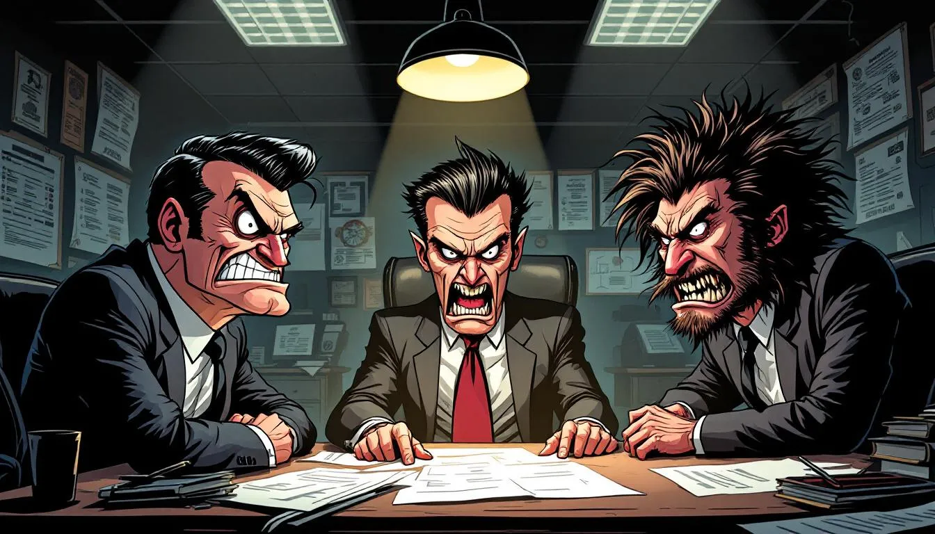 A scene from the movie Horrible Bosses showcasing the titular bosses.