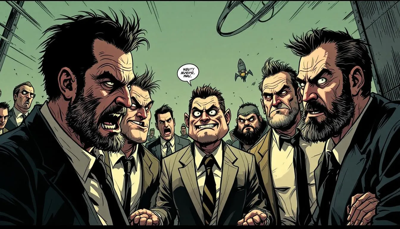 The smartly assembled cast of Horrible Bosses during a scene.