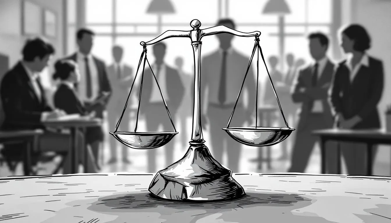 An illustration depicting the concept of sexual harassment arbitration.