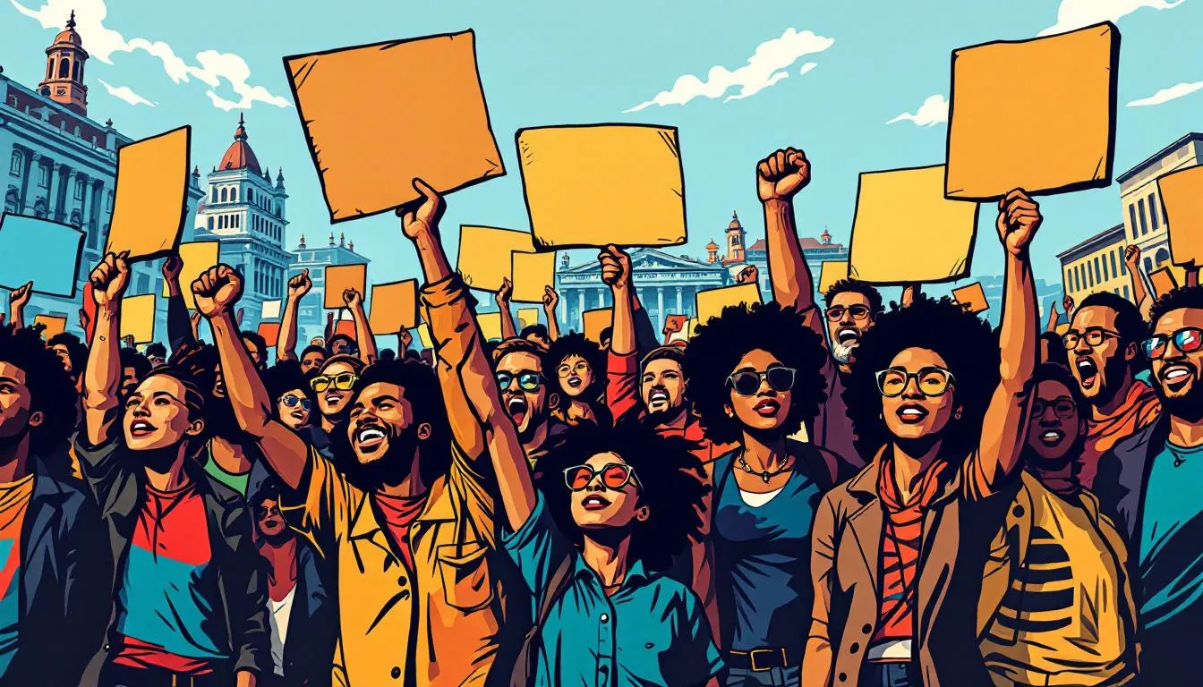 A gathering of citizens peacefully assembling to voice their grievances.